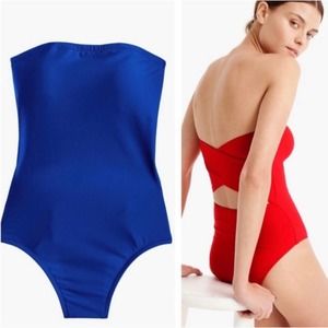 J. Crew Criss Cross Blue One Piece Swim Suit